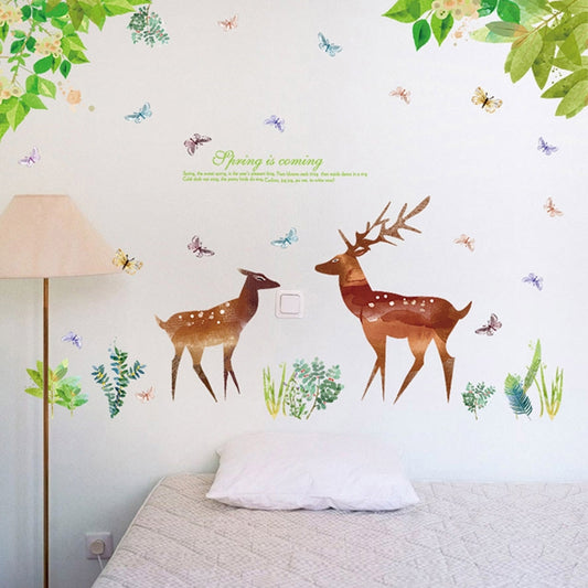 Wall Sticker SK9176-Green Leaves and Deer