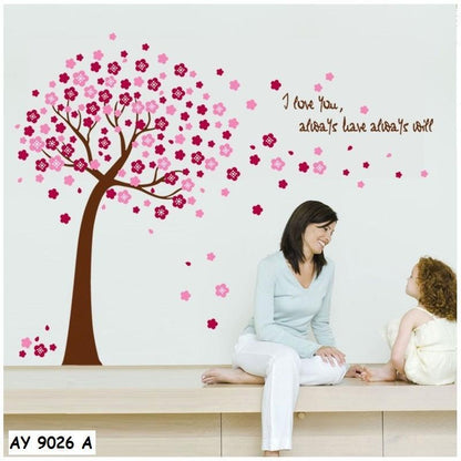 Ay9026a B Red And Blue Background Products Korean Pink Cherry Tree Bedroom Wall Stickers
