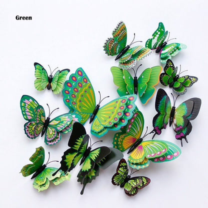 12 Pcs Butterfly Wall Stickers Decoration Magnet Butterflies on the wall DIY Wallpaper 3D PVC