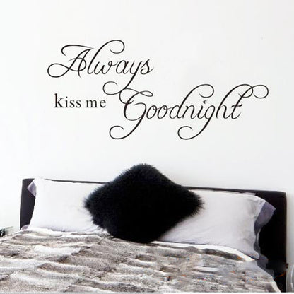 Always Kiss Me Good Night Wall Sticker, Vinyl Saying Words Quote Decals Warm Inspirational Quotes Removable Art Decor for Bedroom, Living Room, Home Decoration   Dz016  Size 42x18