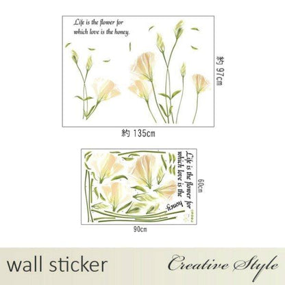 flowers wall stickers home decorations removable PVC transparent stickers floral decals tv background mural art AY9152