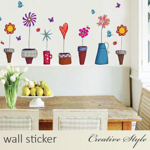 Ay947 Cute Flower Wall Sticker Kitchen Window Sticker Butterfies Wall