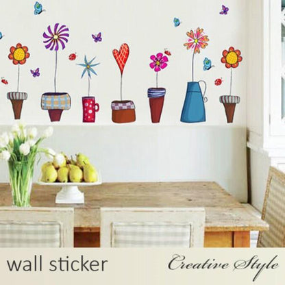 Ay947 Cute Flower Wall Sticker Kitchen Window Sticker Butterfies Wall