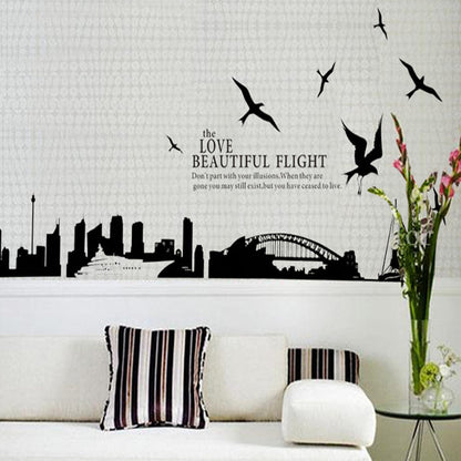 Ay 1912 City Silhouette Wall Stickers For Living Room Bedroom Study Room Home Decor - Beautiful Flight Of Sydney
