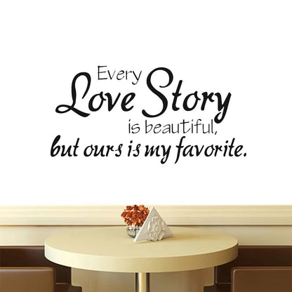 Wall Stickers Home Decor -English Quote "Every Love Story Is Beautiful" Vinyl Lettering Words Wall Art Quote Sticky Decals 30 Size : 45x67cm)