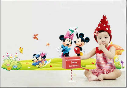 Cartoon Wall Sticker Mickey Mouse Minnie Wall Sticker Children Room Classroom Wall Sticker Bedroom Living Room WallpaperDF5086 size60x90
