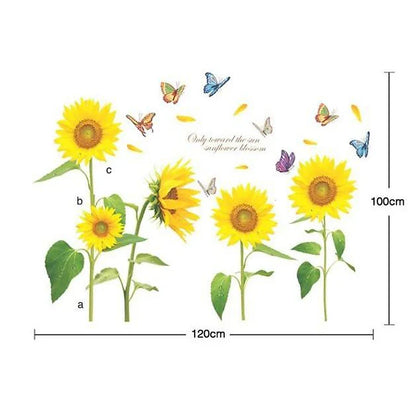 LM868 Sunflower butterfly Wall Stickers Wall Decals