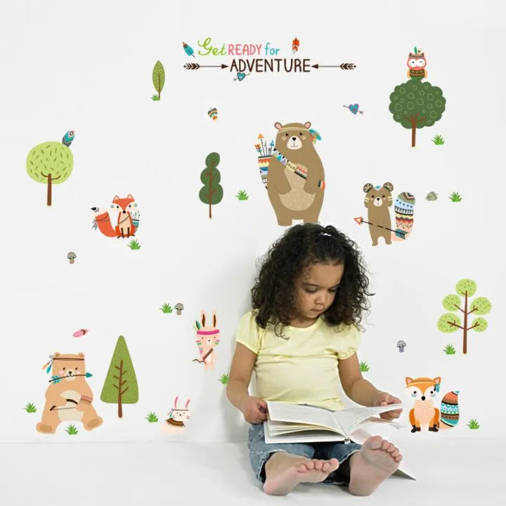 Forest Animals Friendly Wall Sticker 83cm(H) x 162cm(W)
