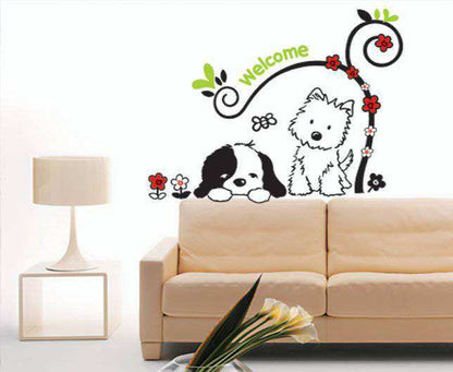 DM570045 Loyal Partner Cute Puppies Wall Decals Children's Room Nursery Removable Wall Stickers