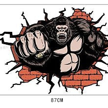 3D Wall Broken Orangutan Background Wall Decoration Removable Wall Stickers for Kids Rooms Bedroom Bathroom Living Room Kitchen