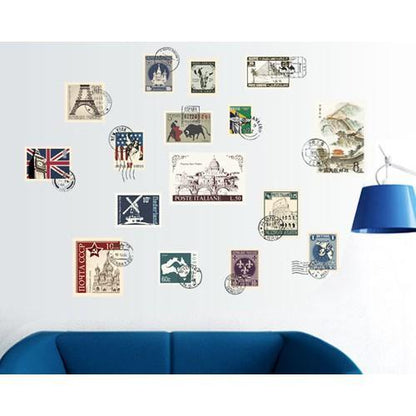 SK9169 Travel The World Famous City Home Decorative Removable Wall Decal DIY Travel Stamps Stickers