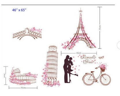 Eiffel Tower Wall Sticker Love Romance Wall Sticker For Home Decor.