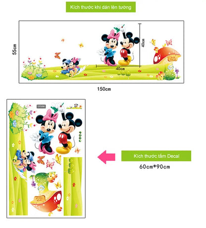 Cartoon Wall Sticker Mickey Mouse Minnie Wall Sticker Children Room Classroom Wall Sticker Bedroom Living Room WallpaperDF5086 size60x90
