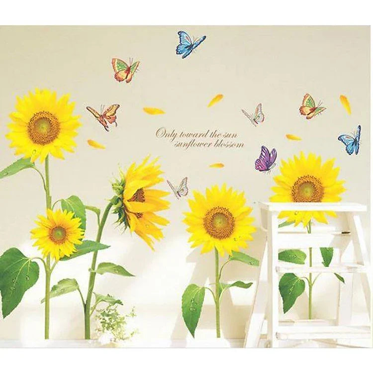 LM868 Sunflower butterfly Wall Stickers Wall Decals