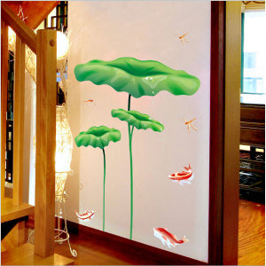 Lotus Leaf and Fish Decorative Decal ay998 size (60x90)cm