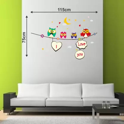 Ay641 DesignCreations PVC Vinyl 'Colorful Owls Wall Sticker