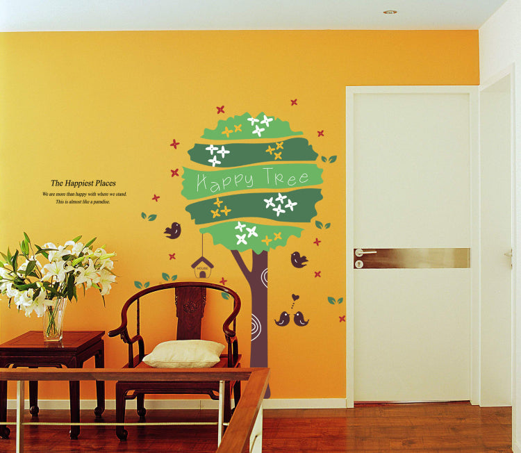 Wallstick " Green Happy Tree " wallsticker DM570090