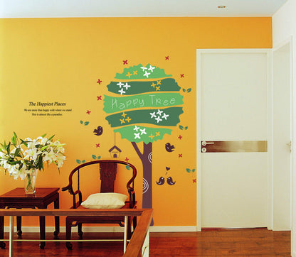 Wallstick " Green Happy Tree " wallsticker DM570090