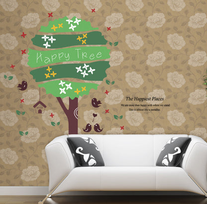 Wallstick " Green Happy Tree " wallsticker DM570090