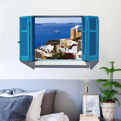 Mediterranean blue window wall decal SK9059A