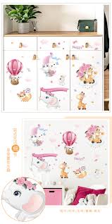 HM71009 Wall Stickers Baby Kids Room Bedroom Background Home Decor Nursery Decals Decoration Cute Animals Sticker