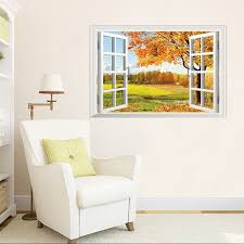 PROMO WALL STICKER STIKER DINDING 60X90 XL8022G AUTUMN VILLAGE WINDOW