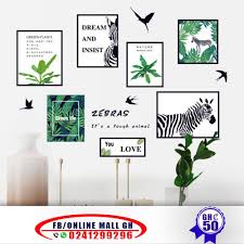 HEUREKA Green Plant with Zebra Design Peel and Stick Self Adhesive Wall Sticker (60 CM X 90 CM)