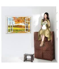 PROMO WALL STICKER STIKER DINDING 60X90 XL8022G AUTUMN VILLAGE WINDOW