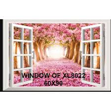 AY9234D cherry tree avenue 3d fake windows landscape green pvc wall sticker Removable wall stickers home decor wall decor