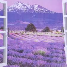 ay9234b Large Lavender Mountain 3D Window Scene View Removable Wall Sticker Decal