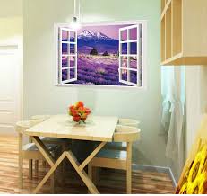 ay9234b Large Lavender Mountain 3D Window Scene View Removable Wall Sticker Decal
