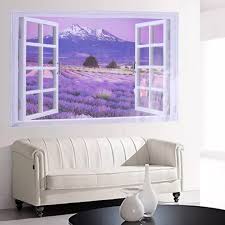 ay9234b Large Lavender Mountain 3D Window Scene View Removable Wall Sticker Decal