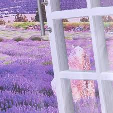 ay9234b Large Lavender Mountain 3D Window Scene View Removable Wall Sticker Decal