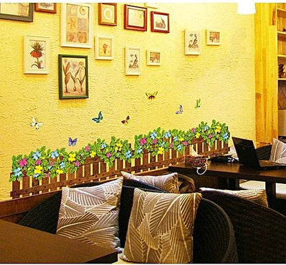 1PCS Fence Flower Skirting Wall Sticker PVC Transparent Film For Baby Room Wall Decals Kindergarten Room Decor 50*70CM
