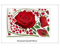UNIVERSAL XL8178 new removable wall stickers romantic red rose living room bedroom home wedding house decoration murals-Red