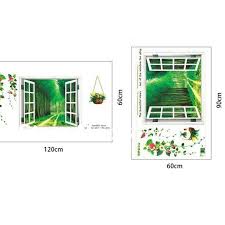 AY914 Lifelike Valley Window Wall Sticker Quality 90*60cm PVC Removable Beautiful Views Decal Vivid Green Forest Wall art Mural