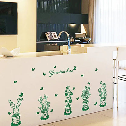 Sks6022Potted Plants Wall Stickers Office Door Window Home Living Room Decor Removable Vinyl Wall Decals Art Murals Wallpapers