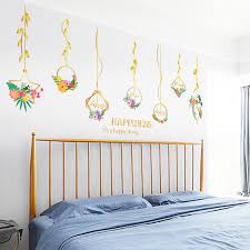 SK9351 Flower Hanging Basket Living Room Bedroom Background Decorative Wall Sticker
