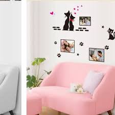 Ay7134 Cat Wall Stickers Cartoon Love Cat Photo Frame