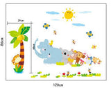 beautybuy Baby Boy's Elephant Birds Coconut Tree Monkey Flower Animals Wall Decal Ay9161