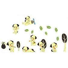 Luminous Baby Dog Wall Decals Cute Puppy Fluorescent Stickers for Home Decoration Kids Cartoon Wallpaper Glow in the Dark Room