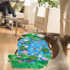 Creative 3D Lotus Pond Vinyl Wall Stickers Funny Art Wall Mural Floor Decals for Kids Rooms Bedroom Bathroom Waterproof XL8305