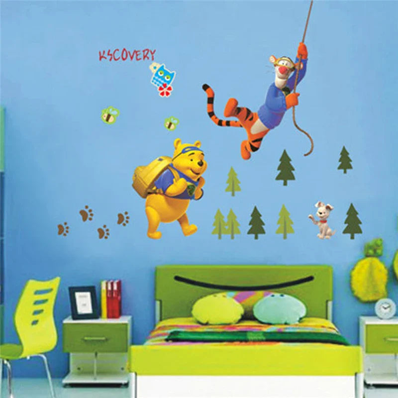 Ay711 Winnie The Pooh Bear Tiger Wall Sticker For Kids Room Home Decoration Cartoon Mural Art Animals Pvc Wall Decal Anime Poster