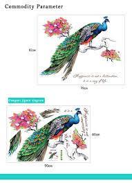 Peafowl Tree branches Home Decor adesivo de parede Art Decals 3D DIY Wall paper decoration for Kids Rooms flowers Wall Stickers sk9153