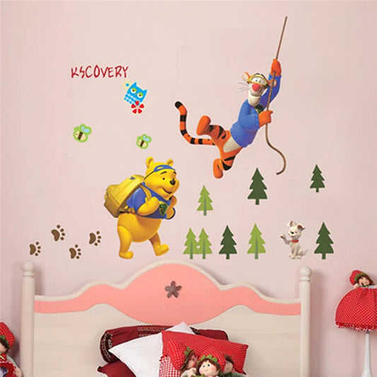 Ay711 Winnie The Pooh Bear Tiger Wall Sticker For Kids Room Home Decoration Cartoon Mural Art Animals Pvc Wall Decal Anime Poster