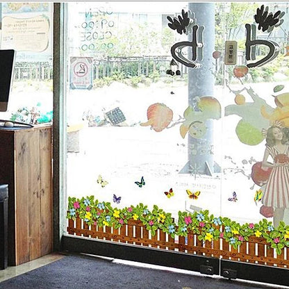 1PCS Fence Flower Skirting Wall Sticker PVC Transparent Film For Baby Room Wall Decals Kindergarten Room Decor 50*70CM