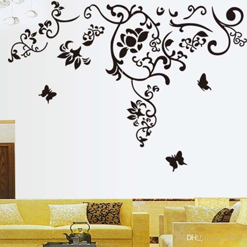 Black Floral Wall Decal Sticker JM7023