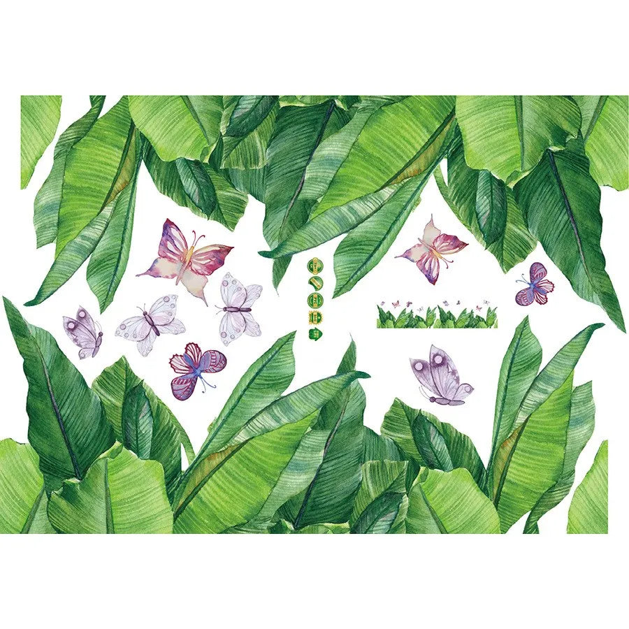 SECU-STAR Green Plant Wall Paper Bedroom Living Room Cabinet Wallpaper Aisle Shop Glass Window Door Cabinet Decoration Wall Sticker