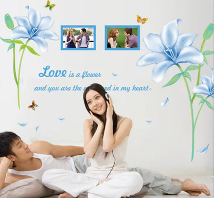 Wall Sticker / Wall Stiker / Stiker Dinding Bunga Biru MJ8027B