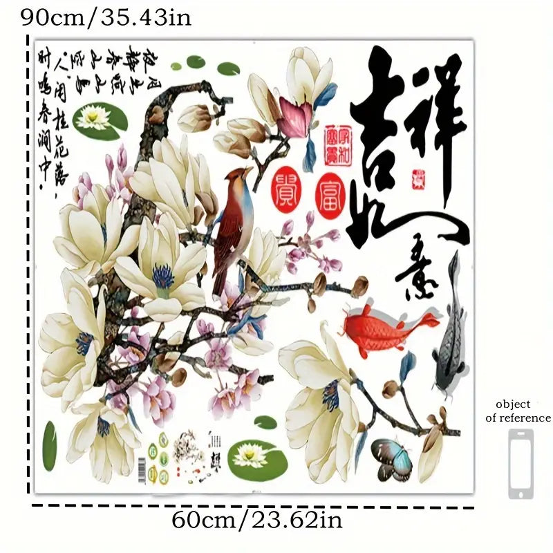 Removable Chinese Style Wall Sticker Magpie Plum Blossom Living Room